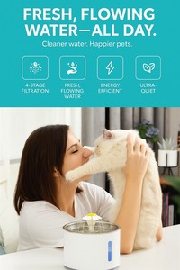 Bebedero Automático para Gatos de Acero Inoxidable de 2.4L con Filtro, Bomba Ultrasilenciosa, Ventana Visible del Nivel de Agua, Precio de Fábrica al por Mayor OEM - Product Image 4