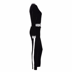 OEM personalizado de dos piezas de manga larga con cremallera chaqueta y pantalones trajes personalizados Activewear chándal de terciopelo para las mujeres - Product Image 3