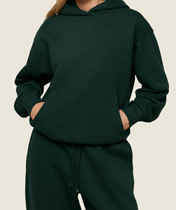 Conjunto de sudadera con capucha y chándal de gran tamaño verde oliva para mujer, ropa de maternidad de talla grande con logotipo personalizado de alta calidad al por mayor - Product Image 5