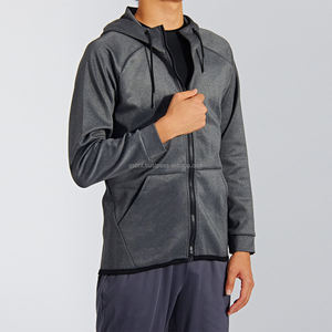 Wholesale Men's Gym Hoodies Athleisure Style Front <b>String</b> Zipper Loose Fit Zippered Front Polyester Cotton Workout Jumper Autumn - Product Image 5