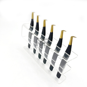 Pinzas de extensión de pestañas de acero inoxidable, volumen de 90 grados, Punta dorada negra mate, suave, alta calidad, duradera, personalizable - Product Image 3