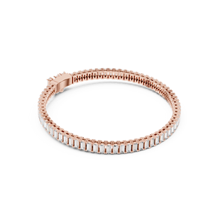 Fashion Luxury 14K Rose <b>Gold</b> Plated Baguette Diamond <b>Bracelet</b> Lab Grown Excellent Grade Unisex Certified Wedding Jewelry - Product Image 3