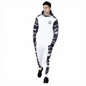 Survêtement de sport blanc sur mesure pour homme, ensemble deux pièces tendance, 100 % coton respirant et léger - Product Image 1