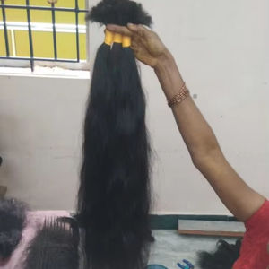 Haute Qualité 100% Remy Simple Dessiné En Vrac Ondulés Cheveux Humains Non Wefted Naturel Vierge Indien Cheveux Bruts Super Double Dessiné Couleur Noire - Product Image 1