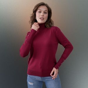 Pull en maille à col roulé boutonné à manches longues pour femme, nouveau style, mode, sport, décontracté, bureau, élégant, vente en gros - Product Image 1