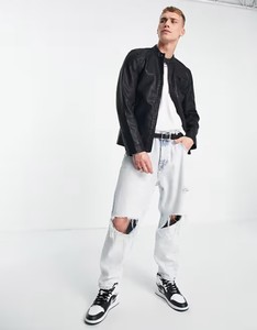 Fashion Breathable Custom Design Oversized Winter Biker Sheep Skin Canvas Jacket for Men Custom Color <b>Black</b> - Product Image 3