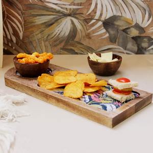 ถาดเสิร์ฟไม้ทำมือที่เป็นมิตรกับสิ่งแวดล้อมทันสมัย พร้อมฐานลายทรอปิคอล ชามใส่อาหารเดี่ยวสำหรับงานแต่งงาน ดีวาลี และอาหารเรียกน้ำย่อย - Product Image 5