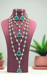 Stunning Best Quality Gold Plated Moissanite Kundan <b>Necklace</b> <b>Set</b> <b>Indian</b> Wedding Party Wear Collection Jewelry for Women - Product Image 2