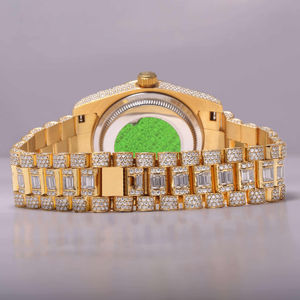 นาฬิกาเพชรโมอิสทำมือหมุนกระจกหมุนอัตโนมัติหน้าปัดกระจกหน้าต่างแบบแอนะล็อกสไตล์ฮิปฮอป - Product Image 2