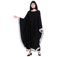 Abaya Modeste Grande Taille Personnalisée pour Femmes Musulmanes – Chiffon Brodé, Manches Longues, Style Vintage Décontracté Naturel – Vente en Gros
