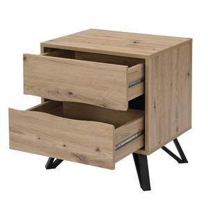 Table de chevet moderne à 2 tiroirs de style méditerranéen pliable robuste et durable en bois de haute qualité Base en métal noir Chambre industrielle - Product Image 6