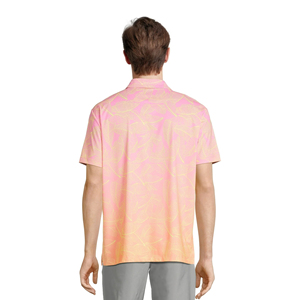 Chemise à manches courtes rose pour homme, en jersey tissé respirant, séchage rapide, avec poche, vêtement décontracté, 100% polyester, coupe classique - Product Image 2