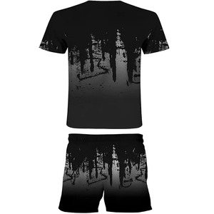 Personalizar gran oferta tela 100% algodón 230 Gsm lavado ácido hombres dos piezas Conjunto de camiseta de talla grande conjuntos cortos para hombres - Product Image 2