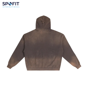 Custom Men Winter Zip Hoodie Sun Faded Vintage Design 100% Cotton 320 GSM Acid Wash Distressed Fleece Plain Dyed Eco-Friendly - Product Image 2