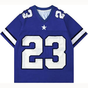 Estampado Logo Frontal Hombres Cuello en V Secado rápido Transpirable Gran tamaño Corto Fútbol Baloncesto Béisbol Recortado Hombro caído Camisas de malla - Product Image 1