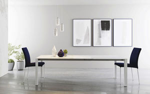 Tavolo da Pranzo Rettangolare Minimalista con Piano Bianco e Gambe in Metallo Nero, Design Moderno per Uso Interno - Product Image 2