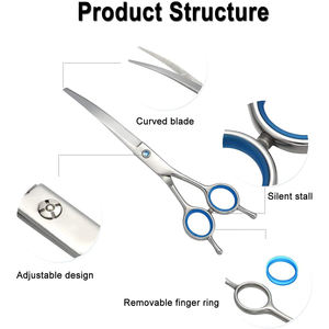 Tijeras de aseo para mascotas de acero inoxidable de la mejor calidad profesional Tijeras de recorte curvas de 6,5 pulgadas Plata - Product Image 6