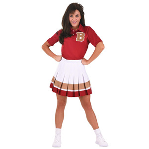 Pakistan Manufacture Women's Cheerleader Uniforms With Chenille Patch Half Sleeves <b>Shirt</b> With Multi Color Skirt - Product Image 1