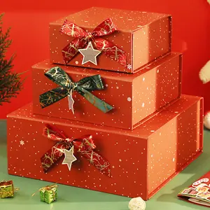 TRIHO TRb- 1525 Weihnachts rot Geschenk box Magnet verschluss Faltbare Party Hochzeit Wrap Box