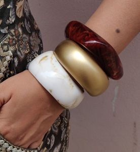 Glossy Vibrant Lightweight Resin Stacking Bangles( Set Of 3 Pieces) Bangles For Women & <b>Girls</b> For Both Casual & Formal Wear - Product Image 1