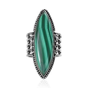 Bague d'articulation Malachite de luxe pour les femmes déclaration grande bague de fiançailles en pierre à la main cadeau de Pâques vert audacieux pour elle - Product Image 2