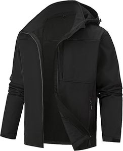 Meilleure qualité respirant coupe-vent imperméable écologique à capuche hommes Soft Shell vestes fermeture éclair avant fini décontracté hiver - Product Image 2