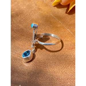 Loretta Delgarito Kingman <b>Turquoise</b> & Blue Topaz Sterling Silver Eagle <b>Ring</b> Size 7.5-Gift Ready - Product Image 4