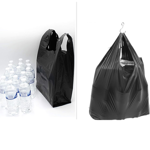 Venta al por mayor de bolsas negras desechables bolsas de plástico resistentes para camisetas con diseño grueso embalaje duradero embalaje de alimentos - Product Image 1