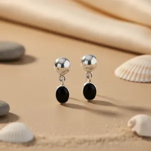 Pendientes de Plata 925 con Ónix en Forma de Gota para Mujer, Accesorio de Moda para Uso Diario - Product Image 3