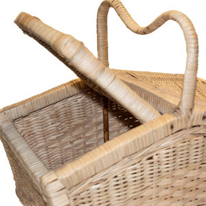 Venta al por mayor de mimbre de ratán cesta de Picnic de mimbre rústico Mochila De Picnic bolsa con cubierta - Product Image 4