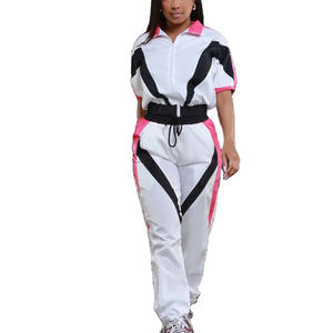 Ensemble de survêtement coupe-vent deux pièces unisexe personnalisé avec taille élastique costumes de survêtement décontractés de couleur unie - Product Image 4