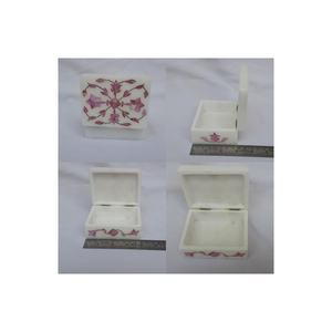 Best Design Handmade Attractive White Marble Pink Mother Of Pearl Inlay Work Jewelry Ring And <b>Necklace</b> <b>Gifting</b> <b>Boxes</b> - Product Image 1