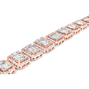 Bracelet de mariage unisexe certifié, plaqué or rose, argent et or, avec maillons cubains de 14 mm, entièrement serti de diamants, 9 pouces - Product Image 2