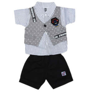 Newborn <b>Boys</b> <b>Suits</b> 2Pcs 42001 - <b>Grey</b> - Product Image 1