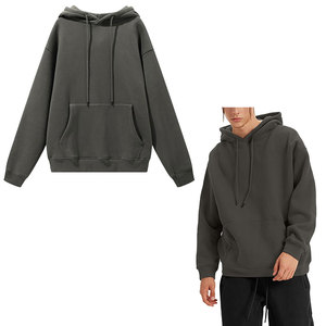 2026 Plus Size Custom Logo Solid 100% Cotton Heavy Weight Fleece Eco-Friendly Unisex Oversized <b>Long</b> Sleeve Winter <b>Hoodie</b> - Product Image 2