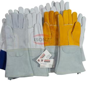 Flexibilidad sin forro Manga larga Cuero de vaca Split Resistente al calor Seguridad láser Guantes de soldadura Tig Guantes DE TRABAJO Clima frío - Product Image 6