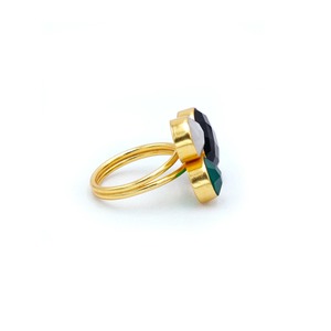 Black Onyx and Rainbow <b>Moonstone</b> Statement Ring with Unique Design Fashion <b>Jewelry</b> for Weddings and Gifts From India - Product Image 3