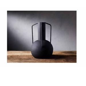 Jarrón de suelo de Metal negro Extra grande con textura de panal moderno, Juego de 3 jarrones de mesa de Metal modernos, jarrón de pie decorativo para suelo - Product Image 4