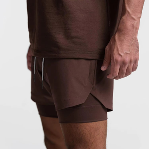 Men's 2-in-1 Quick Dry Gym <b>Shorts</b> <b>with</b> <b>Phone</b> <b>Pocket</b> Custom Logo Sublimated Pattern Size XS Made - Product Image 5