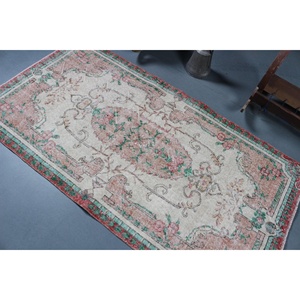 Tapis d'appoint vintage 3,5x6,7 pieds, tapis turc, tapis à motifs floraux rouges - Product Image 4