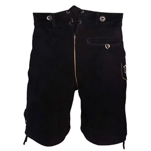 German and Austrian Lederhosen Long and Pant <b>Short</b> Distressed <b>Leather</b> Vintage Look Embroidered Bavarian <b>Shorts</b> for <b>Men</b> - Product Image 5