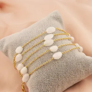 Ожерелье-цепочка из натурального белого агата