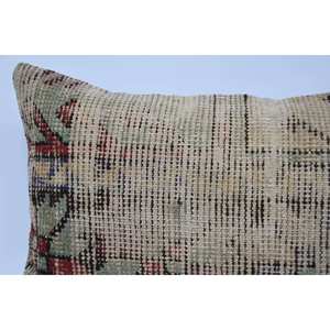 Almohada de lana de retales Kantha Floral, cojín Beige de 16x48 pulgadas, Cojín cuadrado decorativo cuadrado con estampado bordado Vintage tejido - Product Image 2