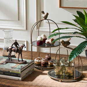 Supports à cupcakes à 2 étages Assiettes à dessert de grande taille Mini Cakes Tour de présentation des bonbons aux fruits pour la fête en métal - Product Image 1