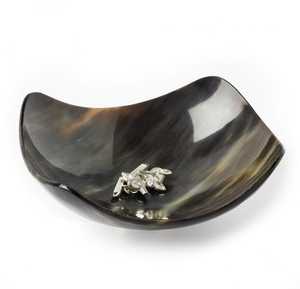 Bol japonais en céramique de qualité européenne Corne ovale artisanale Plat de service en noir avec artisanat naturel fantaisie de style ange - Product Image 2