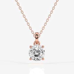 Pendentif Solitaire en Or 18 carats avec Diamant de Laboratoire Taillé Portugais, Sertissage à Quatre Griffes - Product Image 4