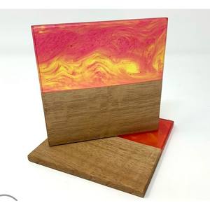 Best New Design Handmade Wooden Coaster Quality Handicrafts <b>Epoxy</b> Resin Acacia Wood Tea and Drink <b>Table</b> Mat From India - Product Image 1