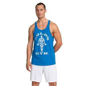 Blue Mens Bodybuilding <b>Stringer</b> Tank Top | Organic Cotton Gym <b>Vest</b> | Sleeveless Workout Shirt | Muscle Fit Training Tank Top - Product Image 1