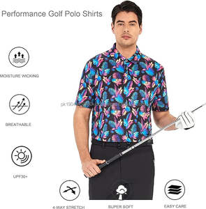 Polo de golf à manches courtes et évacuation de l'humidité pour hommes, chemise de tennis athlétique à col avec impression, conception de sublimation, approvisionnement ODM - Product Image 3