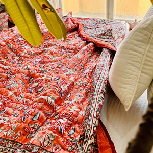 Ấn Độ Mới Đến 2024 Pinata Chinta Tay Khối In Có Thể Đảo Ngược Chăn 200 GSM Cotton Khâu 90 X108 "Sang Trọng Bộ Đồ Giường Mền - Product Image 1